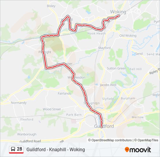 28 Route: Schedules, Stops & Maps - Guildford (Updated)