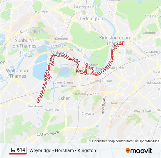 514 bus Line Map