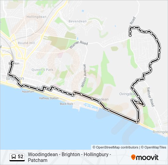 The Bus Route 52 Map 52 Route: Schedules, Stops & Maps - Brighton (Updated)