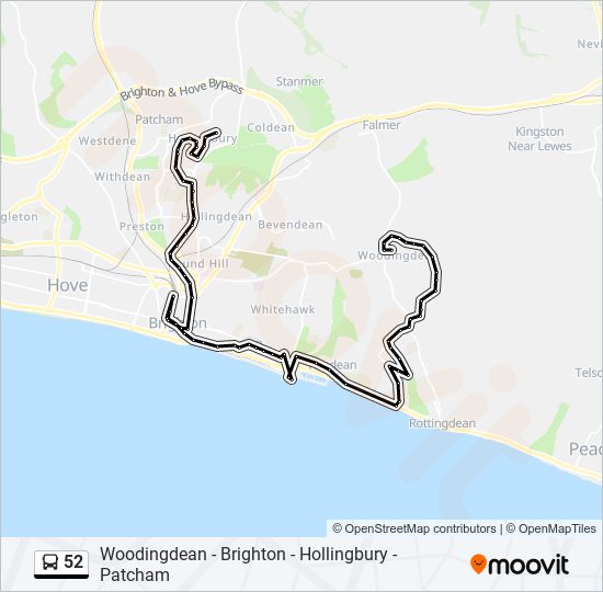 52 Route Schedules Stops Maps Hollingbury Updated 