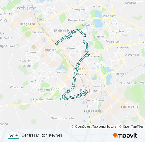 Bus 4 Route Map 4 Route: Schedules, Stops & Maps - Central Milton Keynes (Updated)