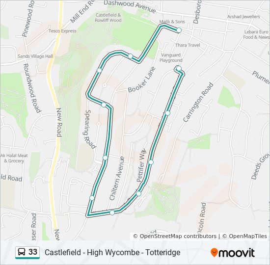 Bus 33 Route Map 33 Route: Schedules, Stops & Maps - Desborough Castle (Updated)