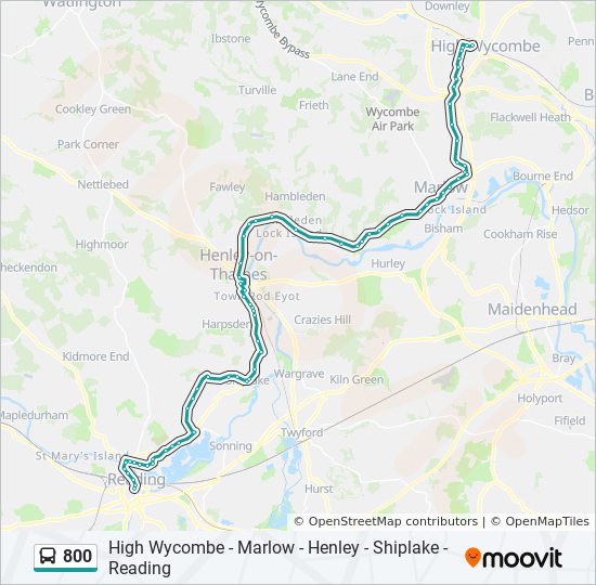 Bus 800 Route Map 800 Route: Schedules, Stops & Maps - Reading Town Centre (Updated)