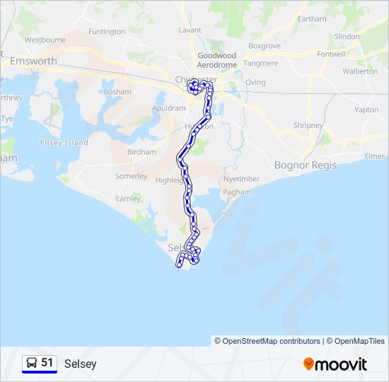 51 Route: Schedules, Stops & Maps - Selsey (Updated)