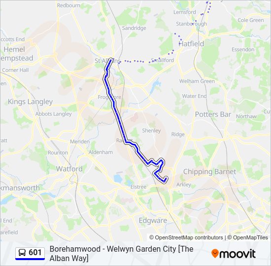 601 Route: Schedules, Stops & Maps - Borehamwood (Updated)