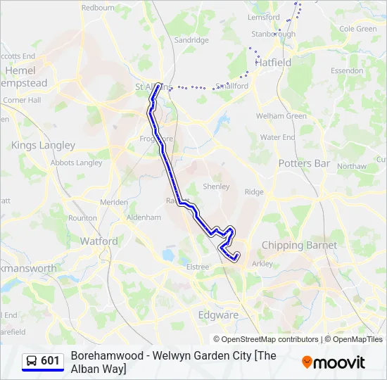 601 Bus Line Map
