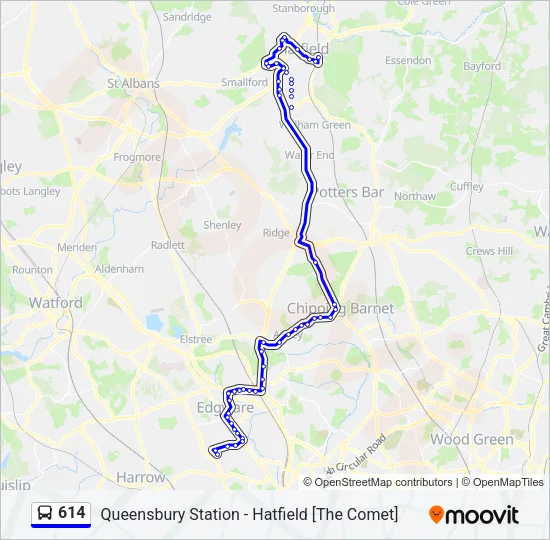 614 Bus Line Map