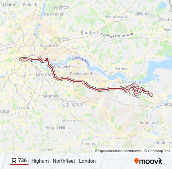 736 Bus Line Map