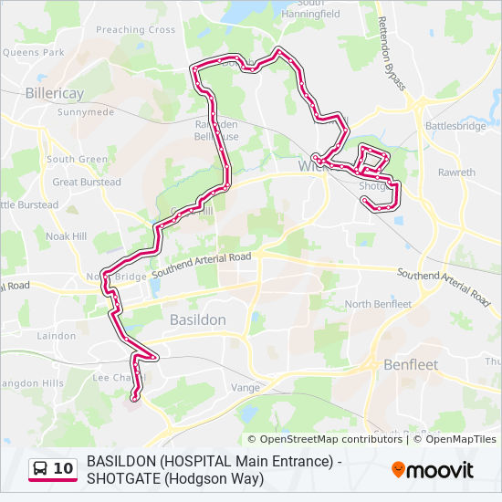 Bus 10 Route Map 10 Route: Schedules, Stops & Maps - Wickford (Updated)