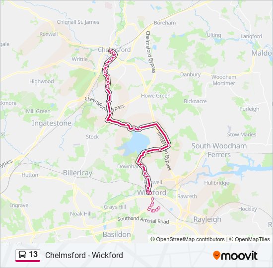 13 Route: Schedules, Stops & Maps - Wickford (Updated)