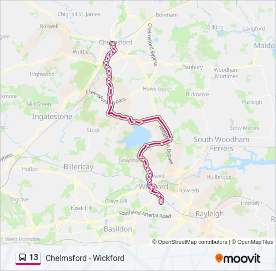 13 bus Line Map