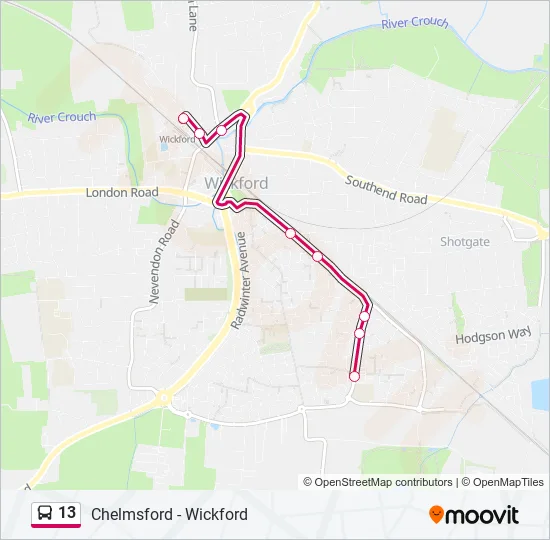 Bus 13 Route Map 13 Route: Schedules, Stops & Maps - Wickford (Updated)