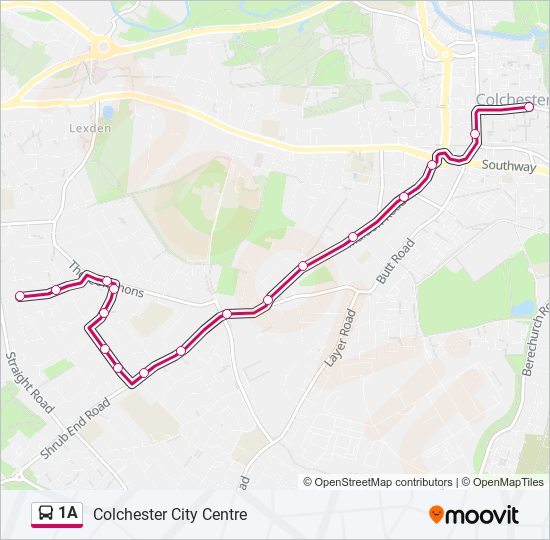 1a Route Schedules, Stops & Maps Colchester City Centre (Updated)