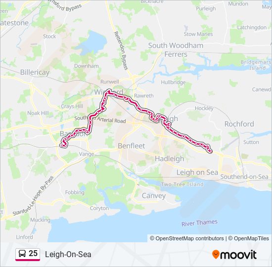 25 bus Line Map