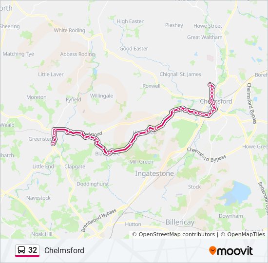 Bus 32 Route Map 32 Route: Schedules, Stops & Maps - Chelmsford (Updated)