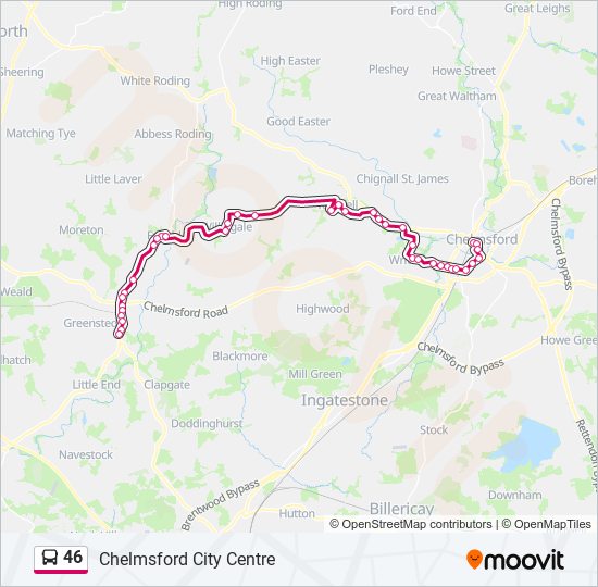 46 Route Schedules, Stops & Maps Chelmsford City Centre (Updated)
