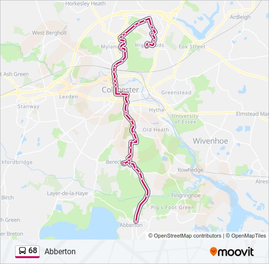 68 Route: Schedules, Stops & Maps - Abberton (Updated)