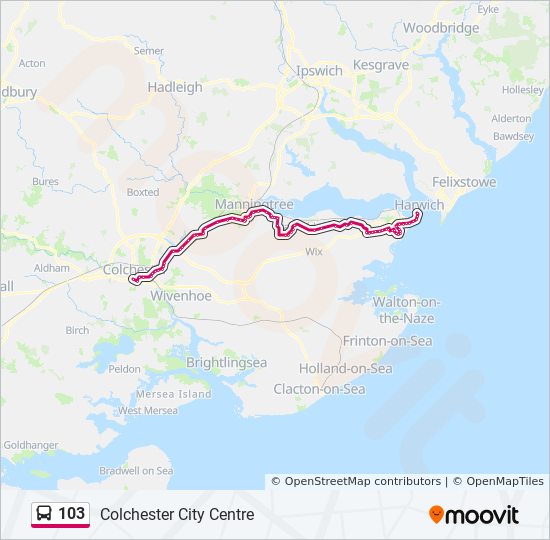 Bus 103 Route Map 103 Route: Schedules, Stops & Maps - Colchester Town Centre (Updated)