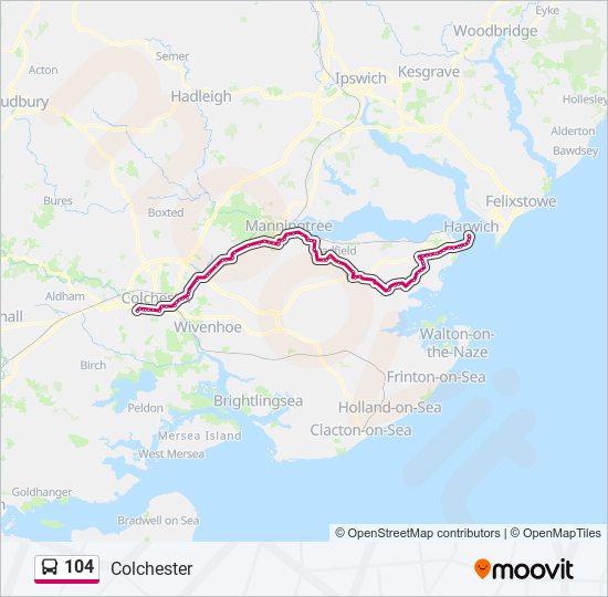 104 Route: Schedules, Stops & Maps - Colchester (Updated)