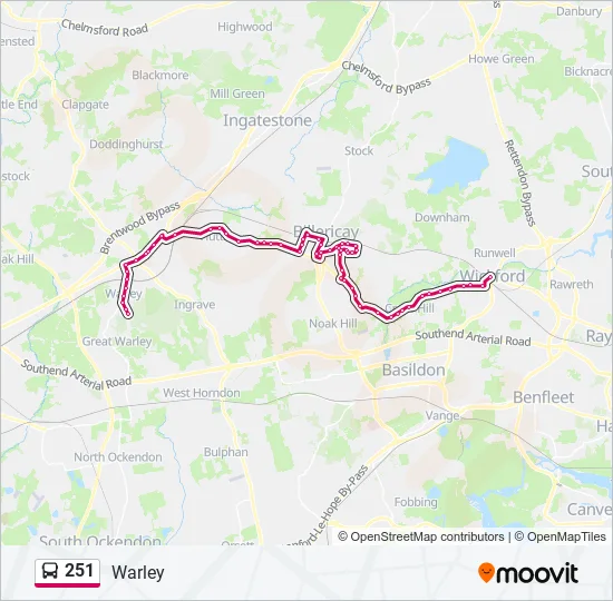 Bus 251 Route Map 251 Route: Schedules, Stops & Maps - Warley (Updated)