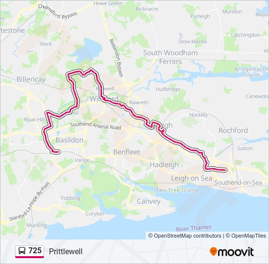 725 bus Line Map