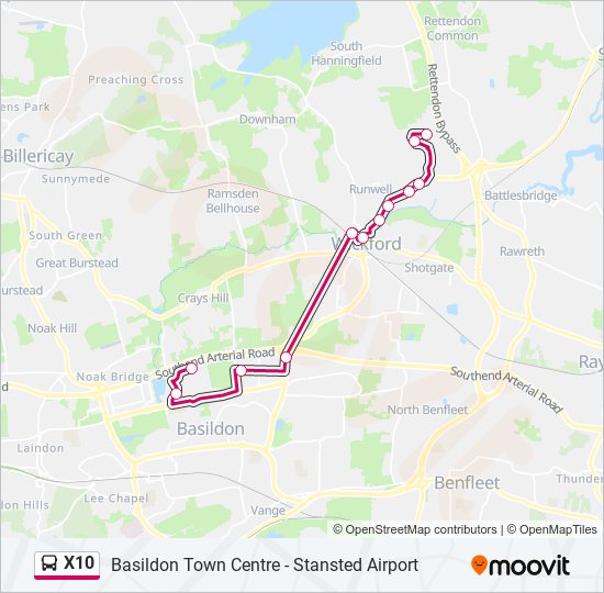 X10 Route Schedules Stops Maps Basildon Updated x10-route-schedules-stops-maps-basildon-updated