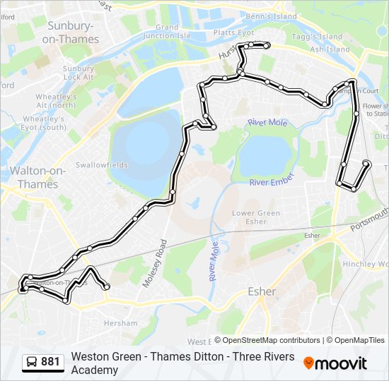 881 Bus Line Map