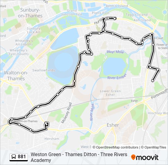 881 Bus Line Map