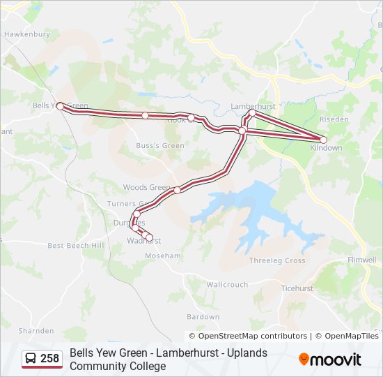 Bus 258 Route Map 258 Route: Schedules, Stops & Maps - Bells Yew Green (Updated)