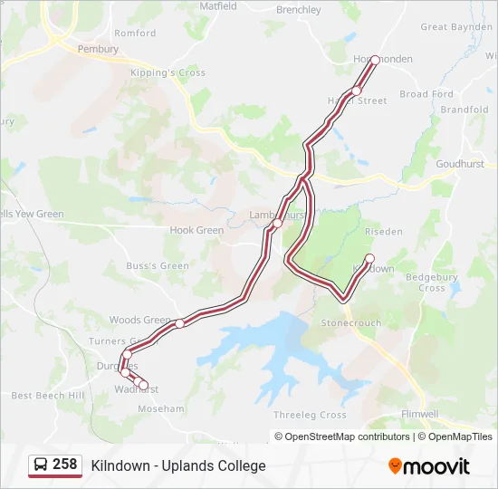 258 Route: Schedules, Stops & Maps - Kilndown (Updated)