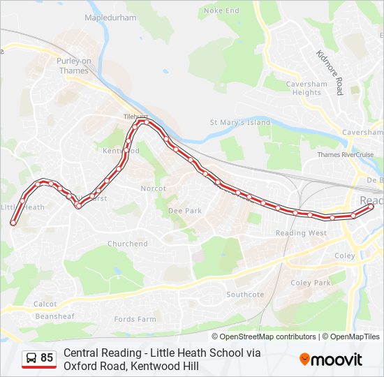 Bus 85 Route Map 85 Route: Schedules, Stops & Maps - Little Heath (Updated)