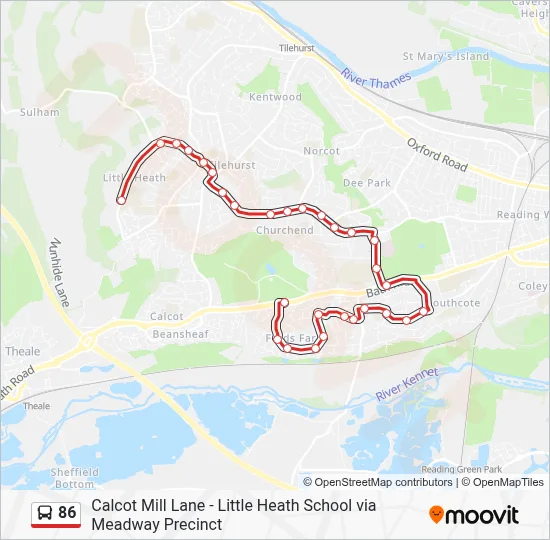 86 Route: Schedules, Stops & Maps - Calcot (Updated)