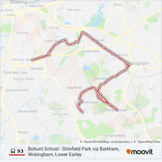 Bus 93 Route Map 93 Route: Schedules, Stops & Maps - Arborfield Garrison (Updated)