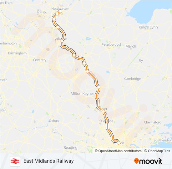 EAST MIDLANDS RAILWAY train Line Map