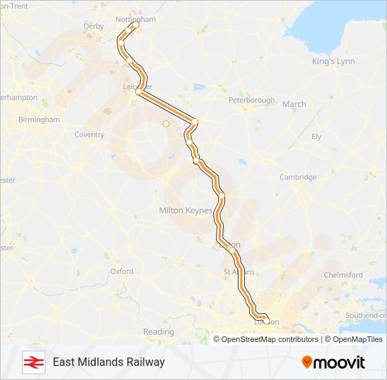 EAST MIDLANDS RAILWAY Train Line Map