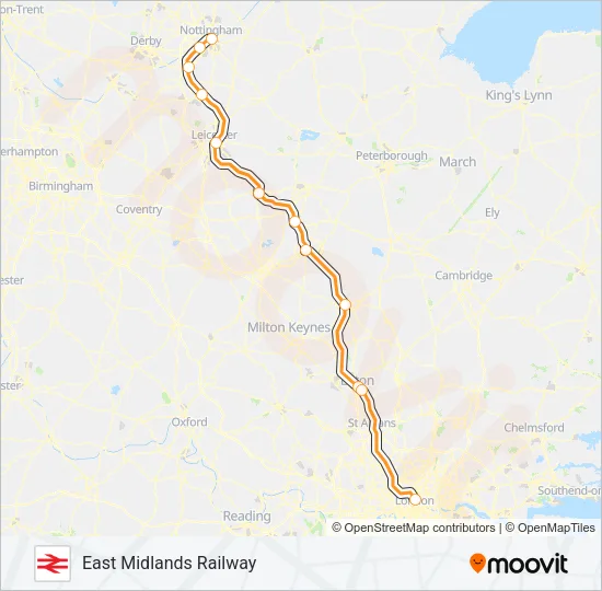 EAST MIDLANDS RAILWAY Train Line Map