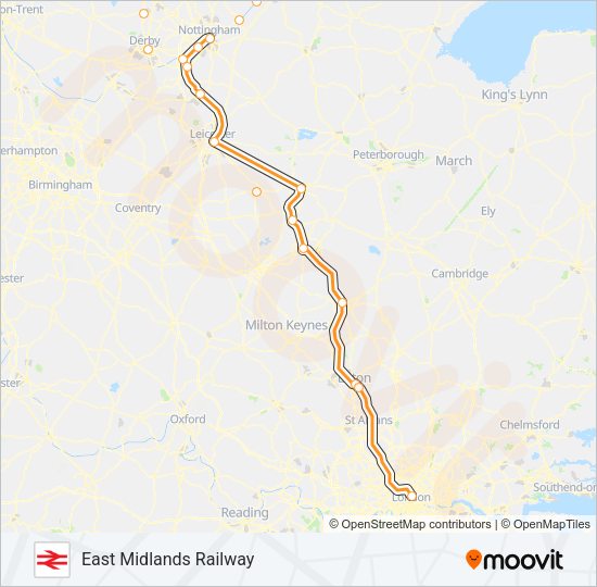 EAST MIDLANDS RAILWAY Train Line Map