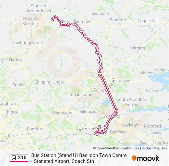 X10 Route: Schedules, Stops & Maps - Basildon (Updated)