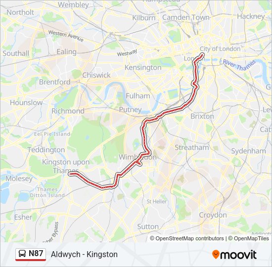 N87 Bus Line Map