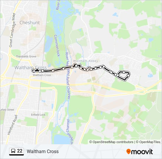 22 bus Line Map