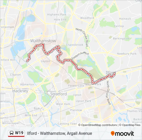 W19 Bus Line Map