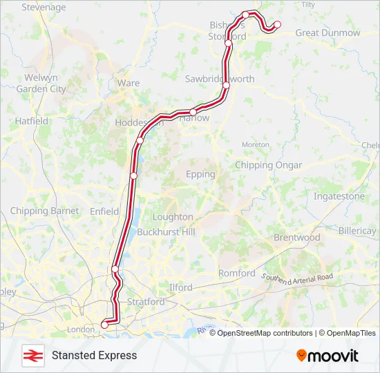 STANSTED EXPRESS Train Line Map