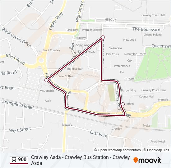 Bus 900 Route Map 900 Route: Schedules, Stops & Maps - Crawley (Updated)