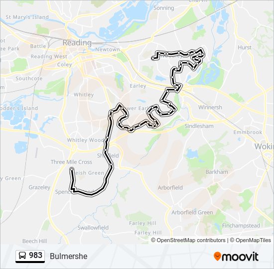 Bus 983 Route Map 983 Route: Schedules, Stops & Maps - Bulmershe (Updated)