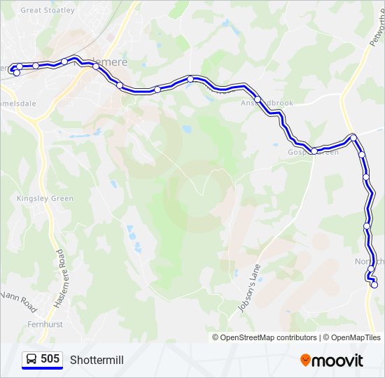 505 Bus Route Schedule 505 Route: Schedules, Stops & Maps - Shottermill (Updated)