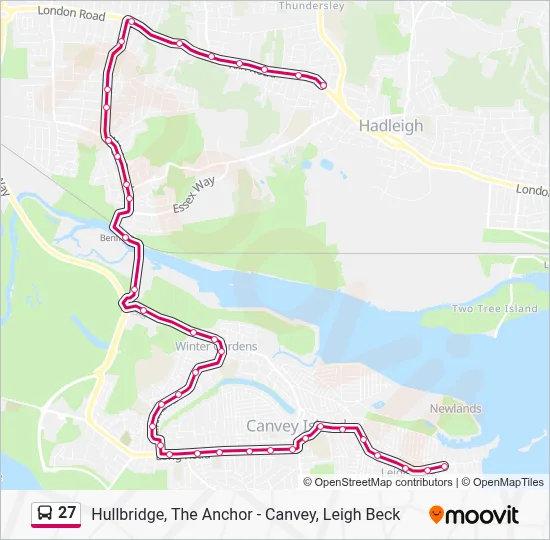 27 Route: Schedules, Stops & Maps - South Benfleet (Updated)