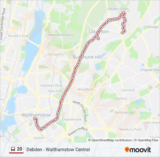 Bus 20 Route Map 20 Route: Schedules, Stops & Maps - Debden (Updated)