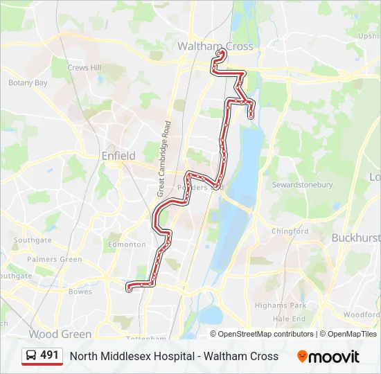 491 Bus Line Map