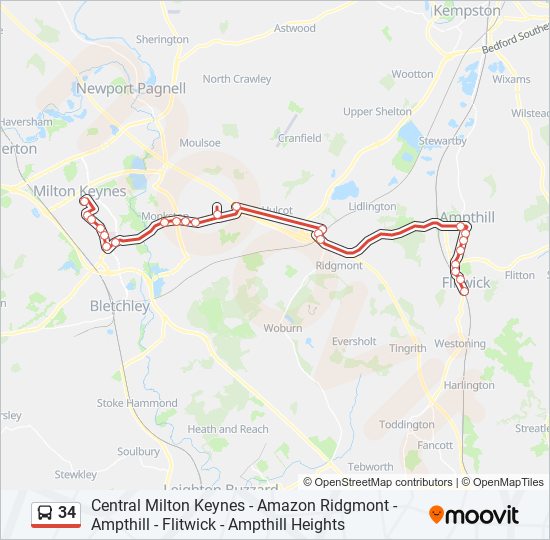 34 bus Line Map