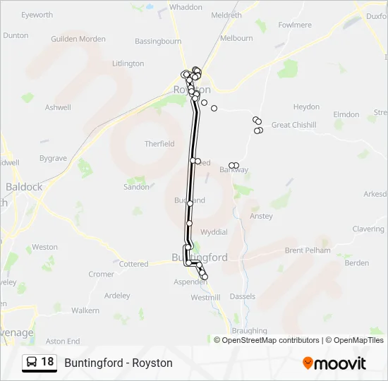 18 Route: Schedules, Stops & Maps - Buntingford (Updated)